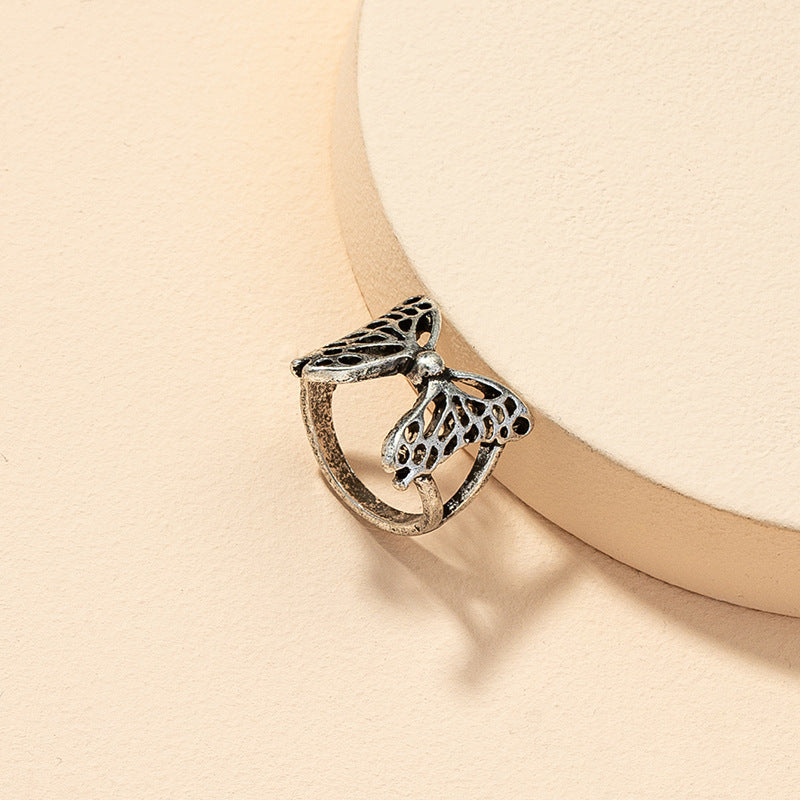 European Style Hollow Butterfly Ring with Niche Design for Fashionable Street Style