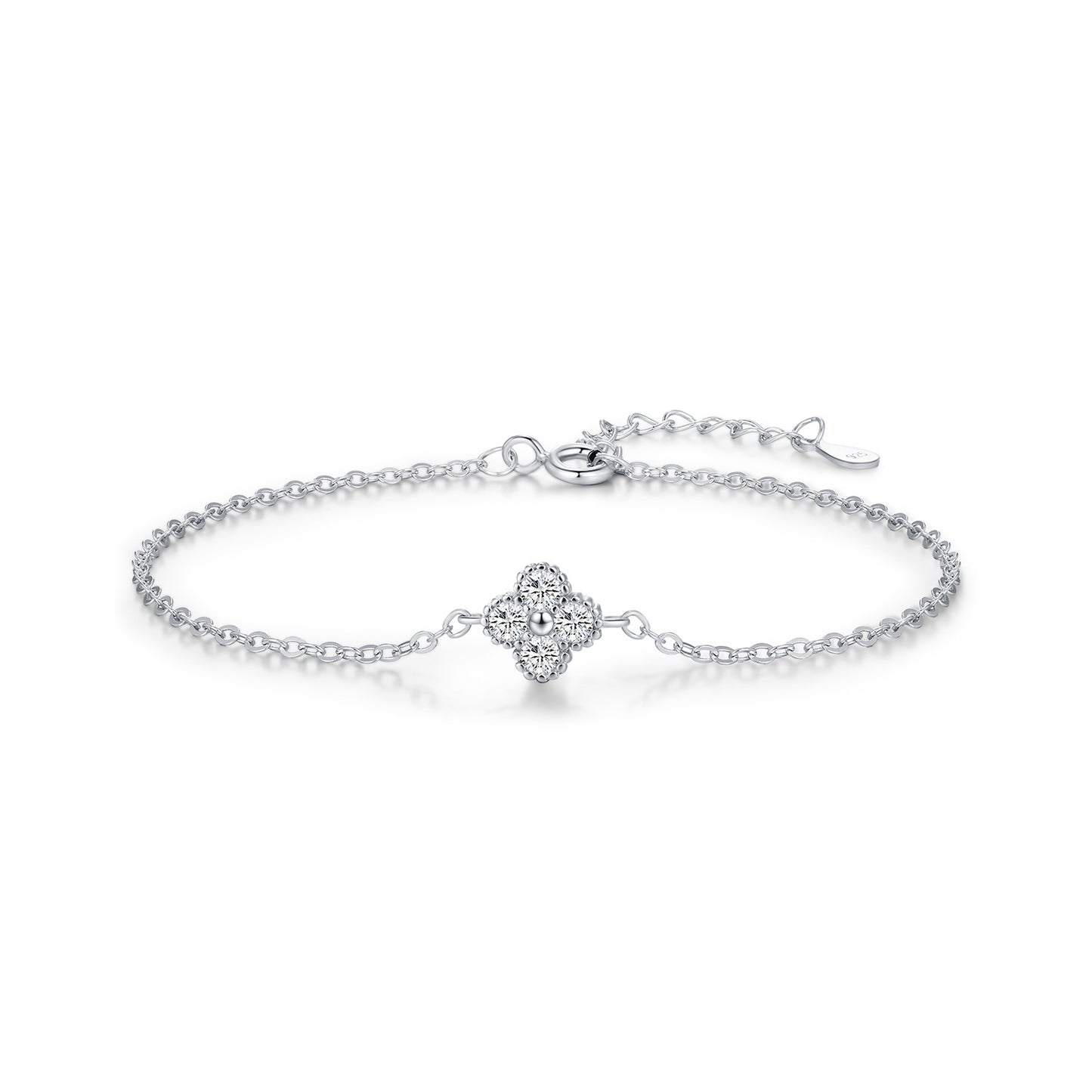 Planderful Everyday Genie Bracelet – Elegant Sterling Silver with Zircon Lucky Clover Design