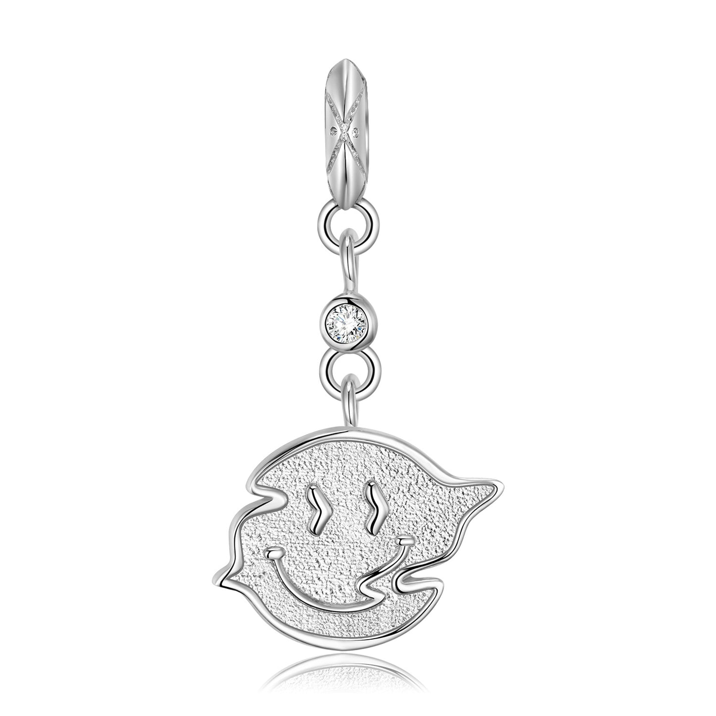 Halloween Ghost Twisted Smiling Face Pendant Silver Necklace