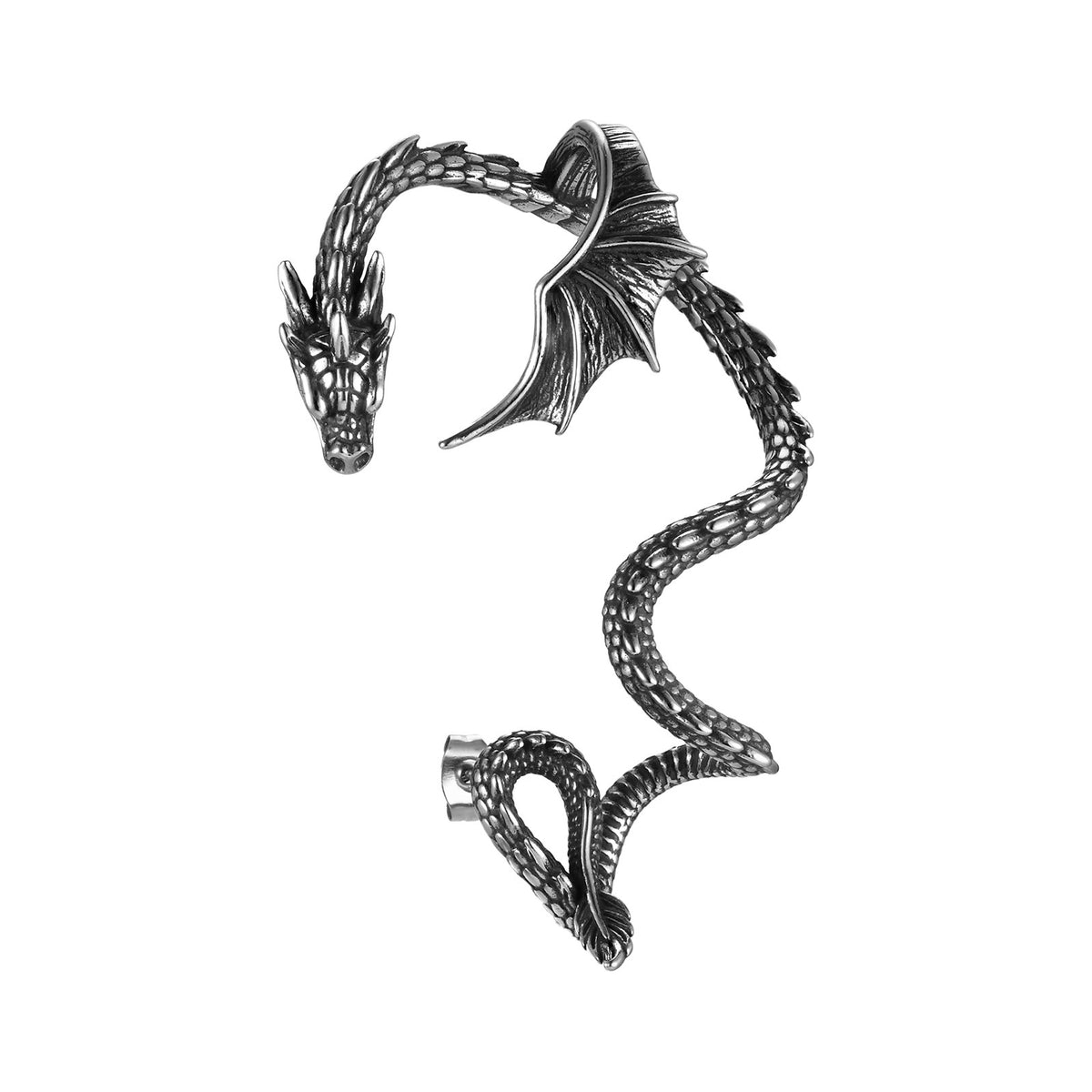 Dragon Stainless Steel Earring — Left Ear