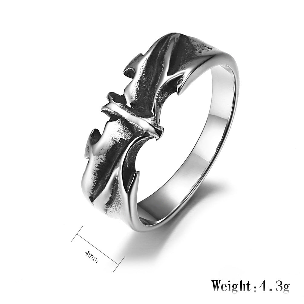Planderful Gothic Bat Ring For Punk And Gothic Fans Steel Statement Jewelry Retro Style Unisex