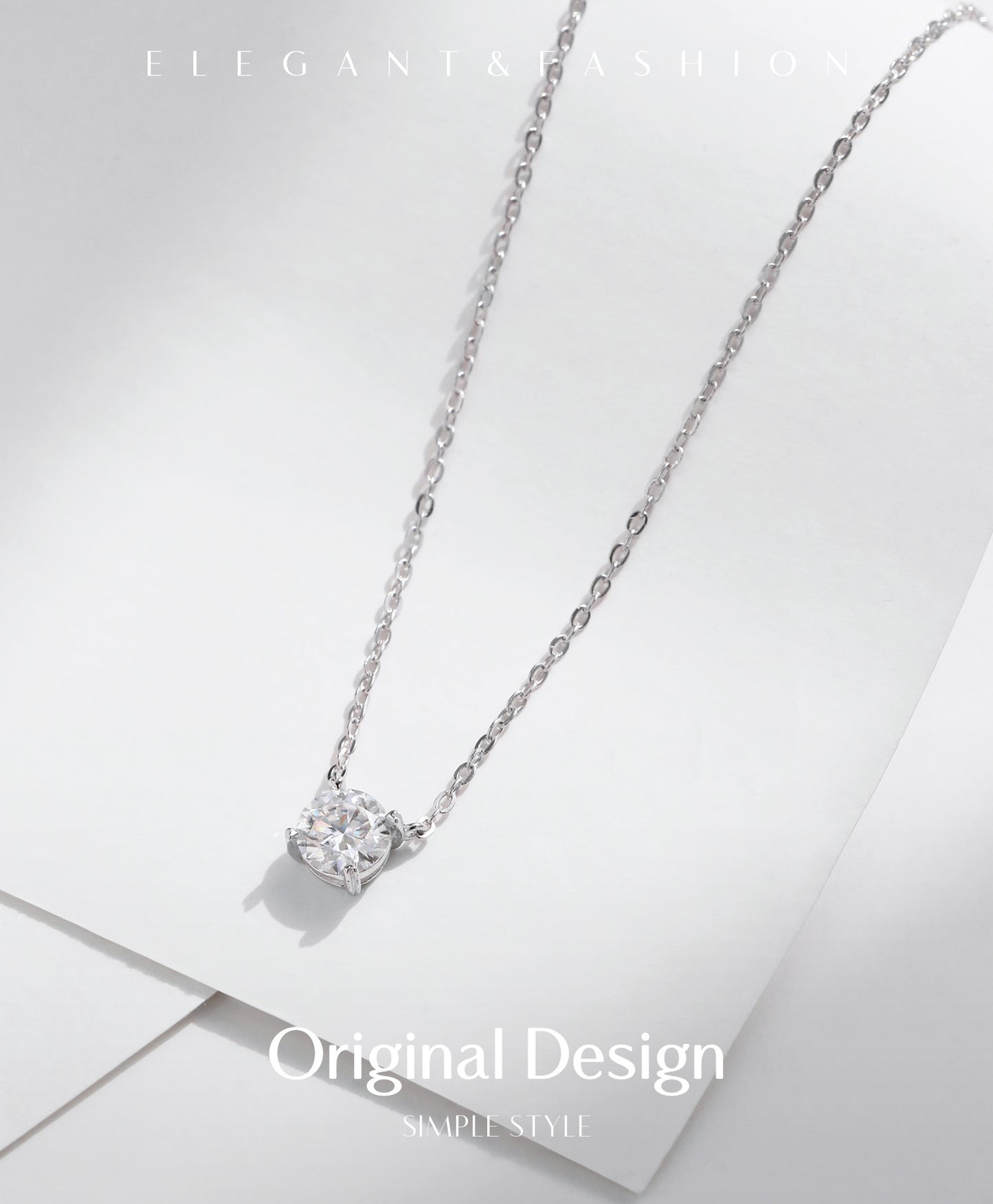 Planderful Moissanite Sparkling Necklace – Elegant Four-Claw Design