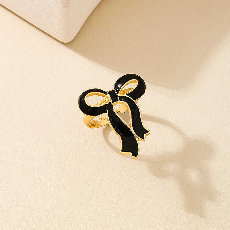 Fashionable Black Bow Ring for Women by Planderful