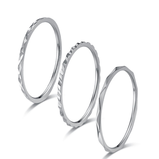 1mm Single Ring Three-Piece Set Titanium Steel Hand Jewelry