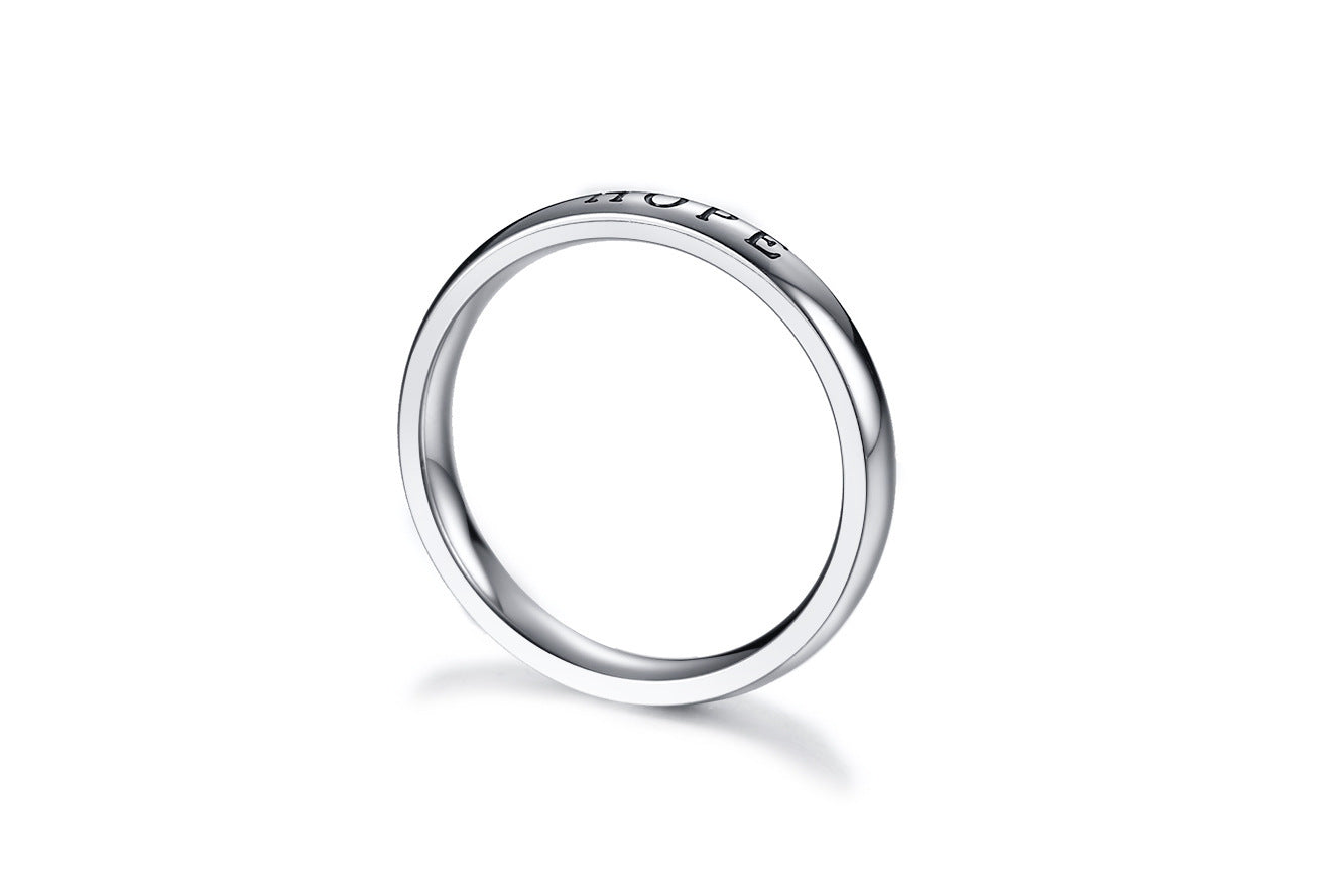 3MM Face Width 3 Colors Stainless Steel HOPE LOVE FAITH Women's Ring