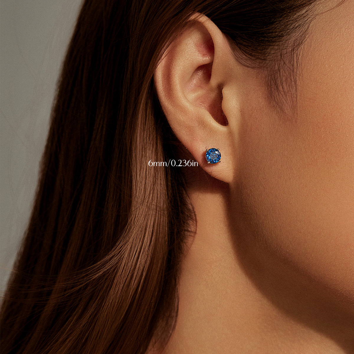 925 Sterling Silver Royal Blue Rose-Cut Zircon Stud Earrings