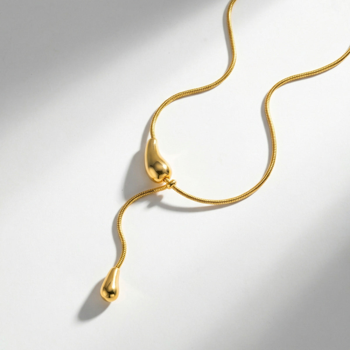 Stainless Steel Design Water Drop Y-Shaped French Necklace
