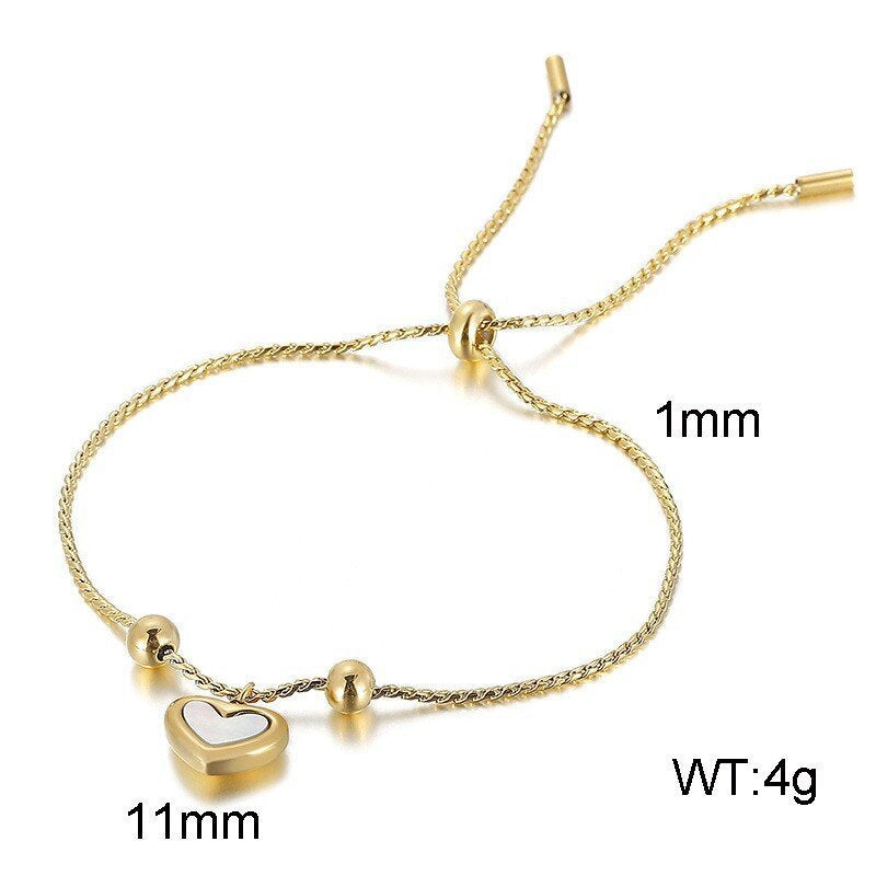 French Stainless Steel Love Shell Pull-Out Bracelet Gentle Style Commuter Girls Bracelet
