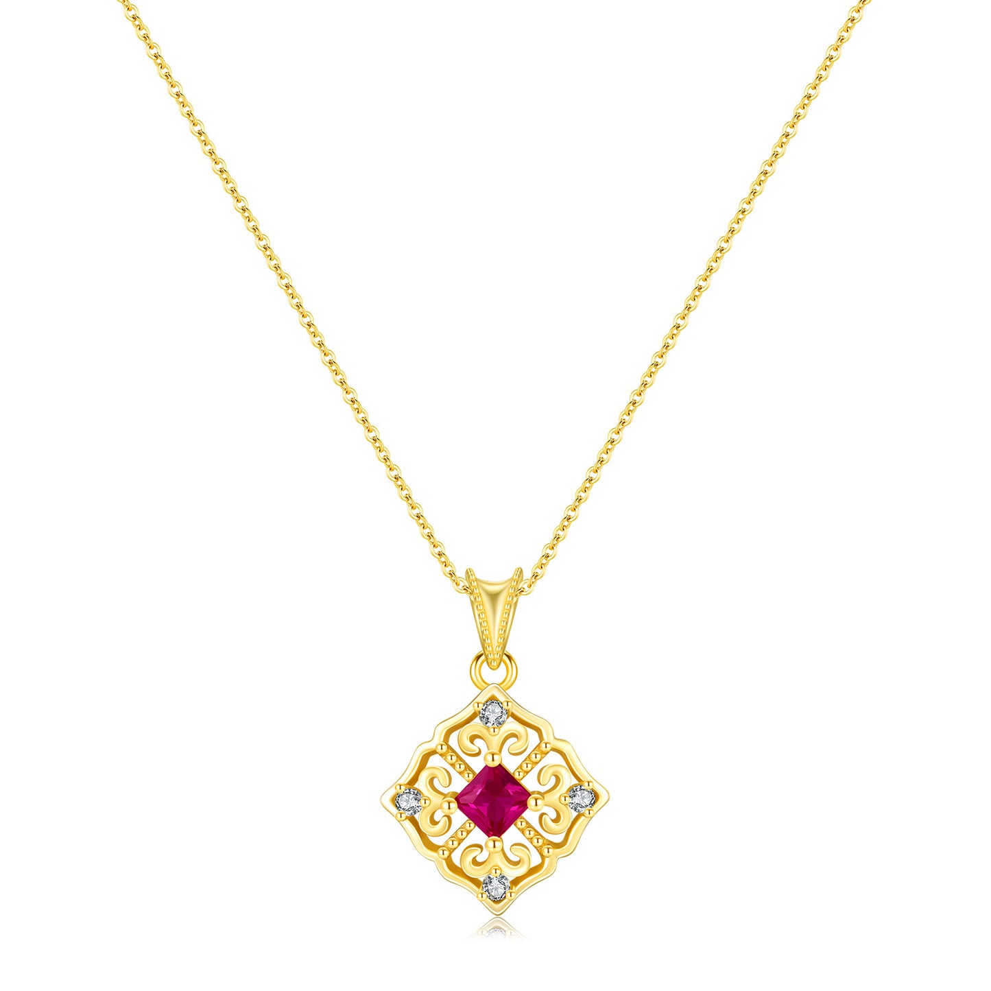 Planderful Everyday Genie Necklace – Retro-Textured Zircon-Encrusted High-End Pendant for Women