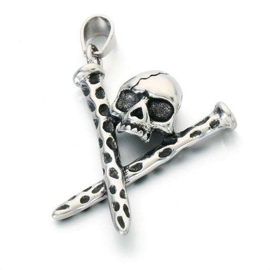 Viking Weapon Element Pendant Punk Street Double Knife Skull Baseball Bat Skull Necklace