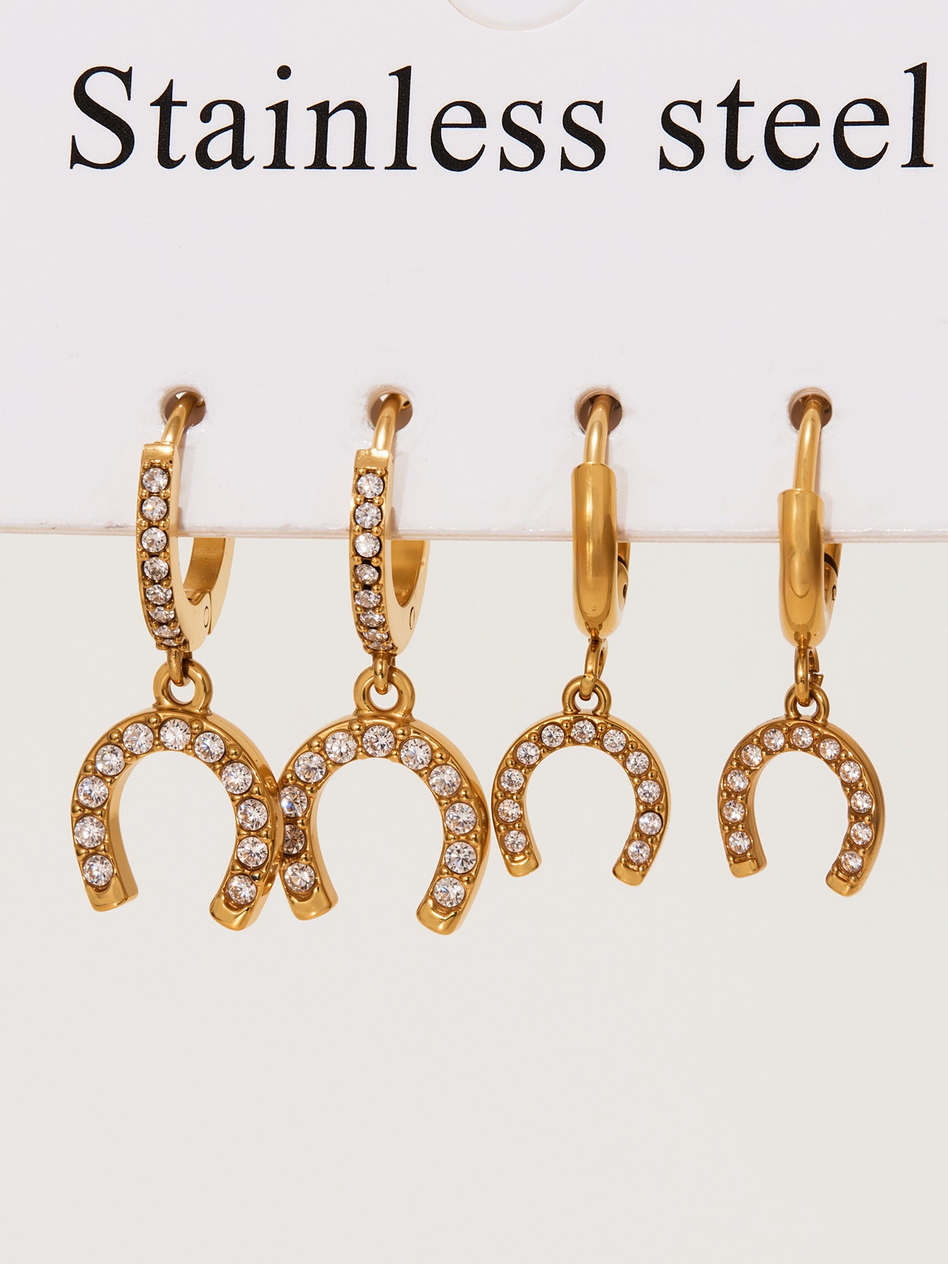 Planderful Zircon Horseshoe Earrings For Her Gold Plated
