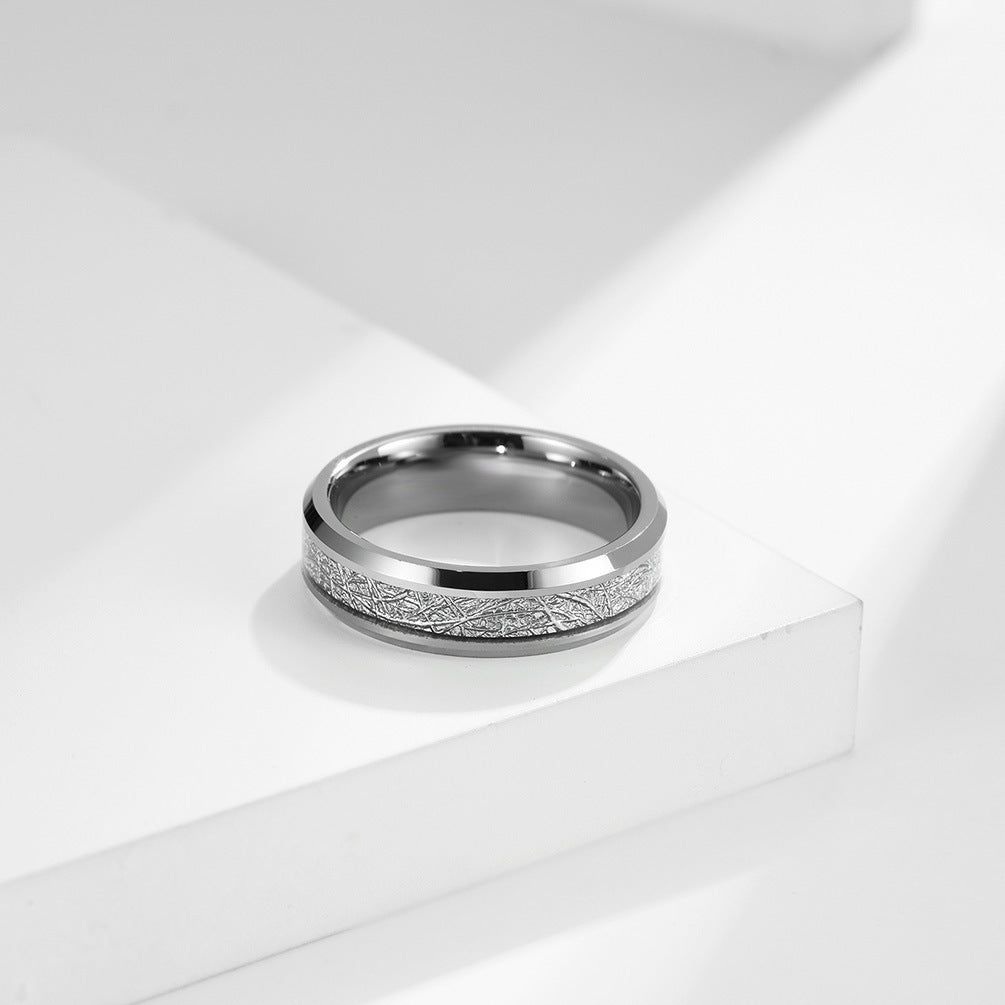 Cross-Border E-Commerce Inlaid Ice Silk Tungsten Steel Ring