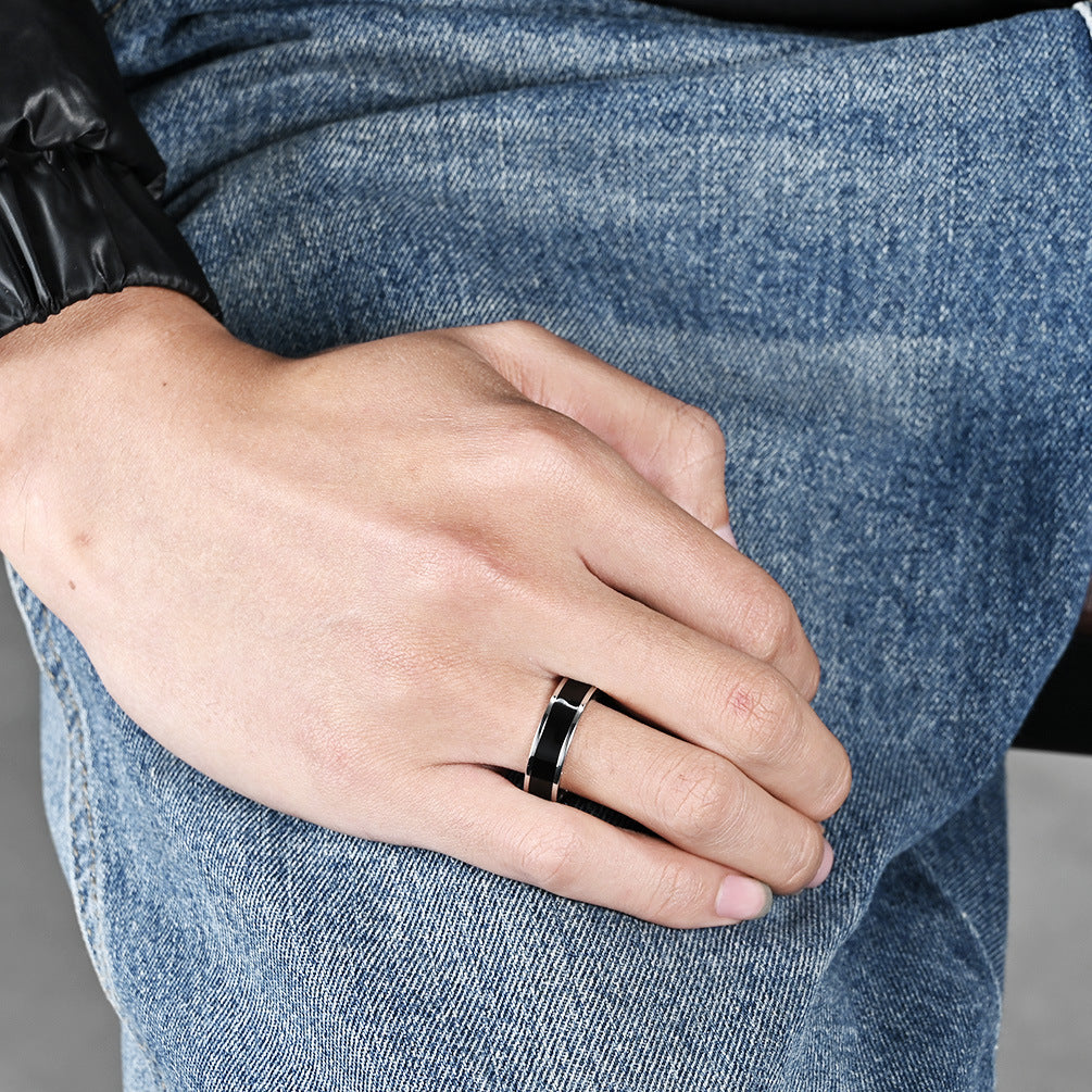 Cross-Border European and American Titanium Steel 18K Gold Three-Piece Set Oil Drop Ring Jewelry for Men and Women