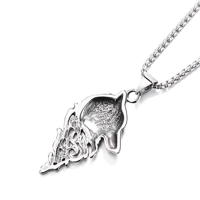 Steel Necklace – Statement Viking Wolf Head