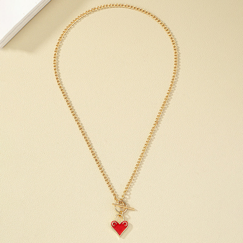 Trendy Glazed Love Pendant Clavicle Chain Necklace - Vienna Verve Collection