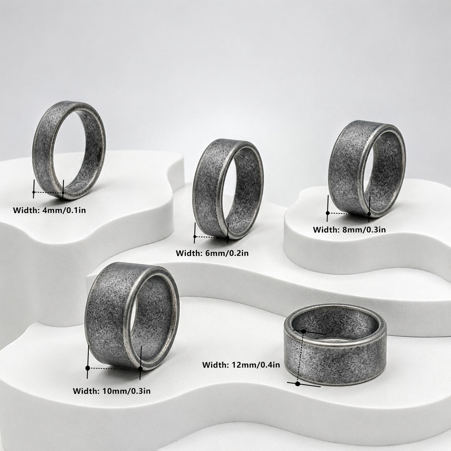 Planderful Stainless Steel Ring Unisex Everyday Durable Bold Retro Statement Jewelry