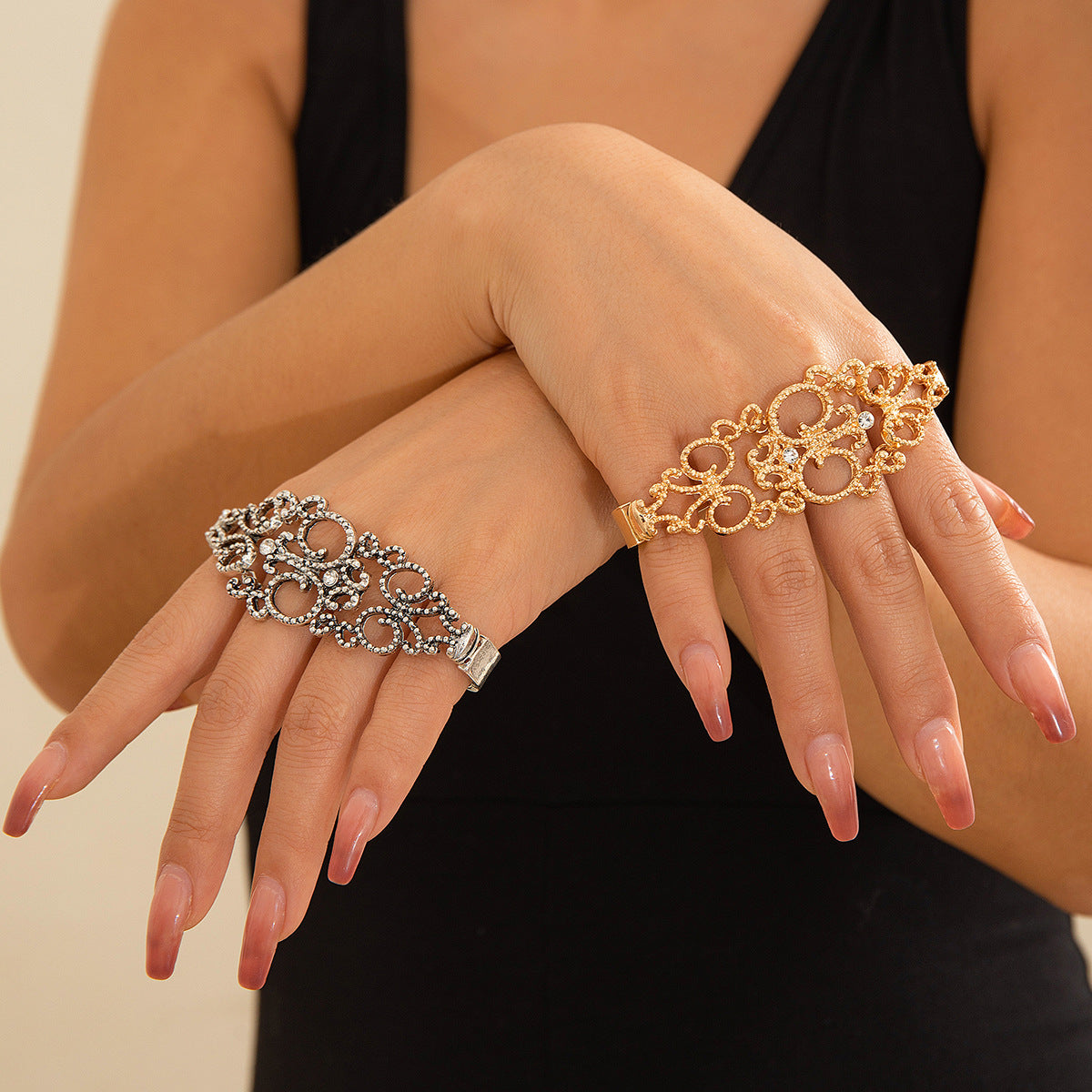 Planderful Gothic Hollow Lace Bracelet For Women Dark Vintage Lace Flower Statement Vienna Verve