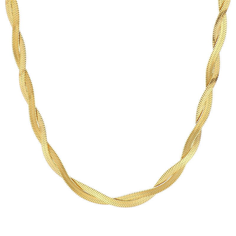 Trendy Adjustable Double Woven Chain Necklace And Bracelet