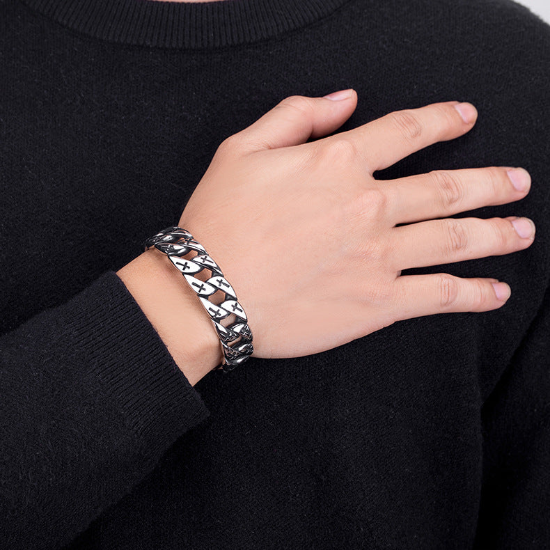 Steel Bracelet – Elegant Cross Engraving