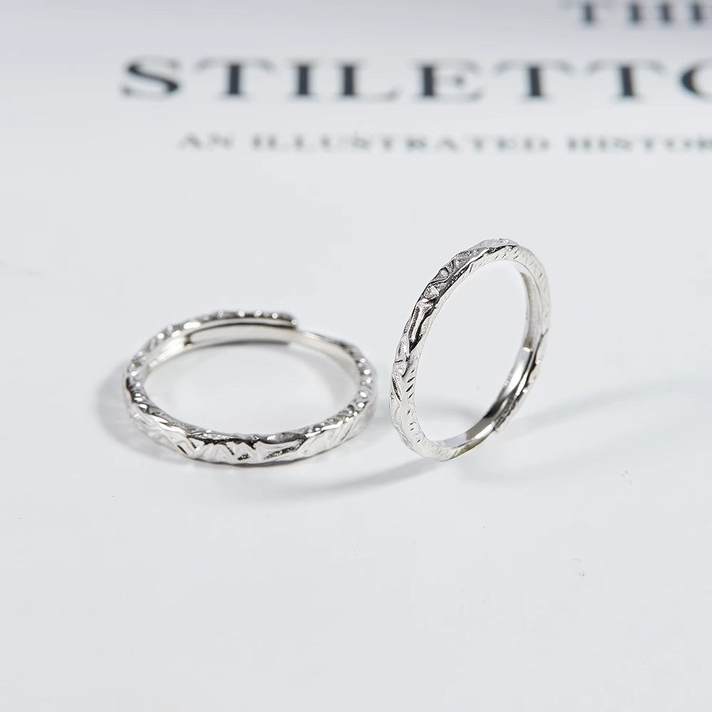 999 Sterling Silver Candy Paper Unique Open Ring for Couples