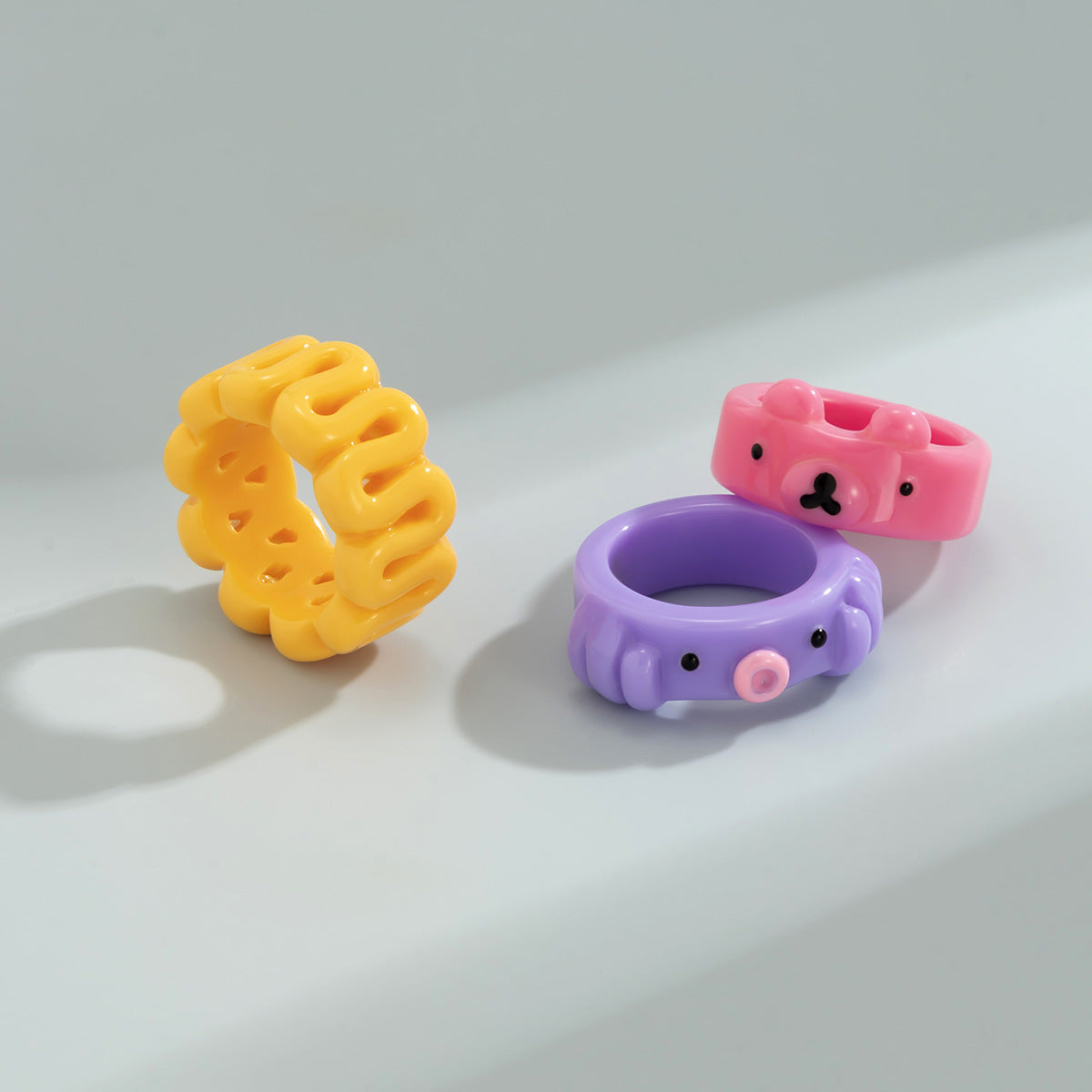 Versatile Bear, Geometric Rings, Women's Jewelry Sets, and Unique Three-Dimensional Hand Accessories with a Mix of Sweet and Cool Designs