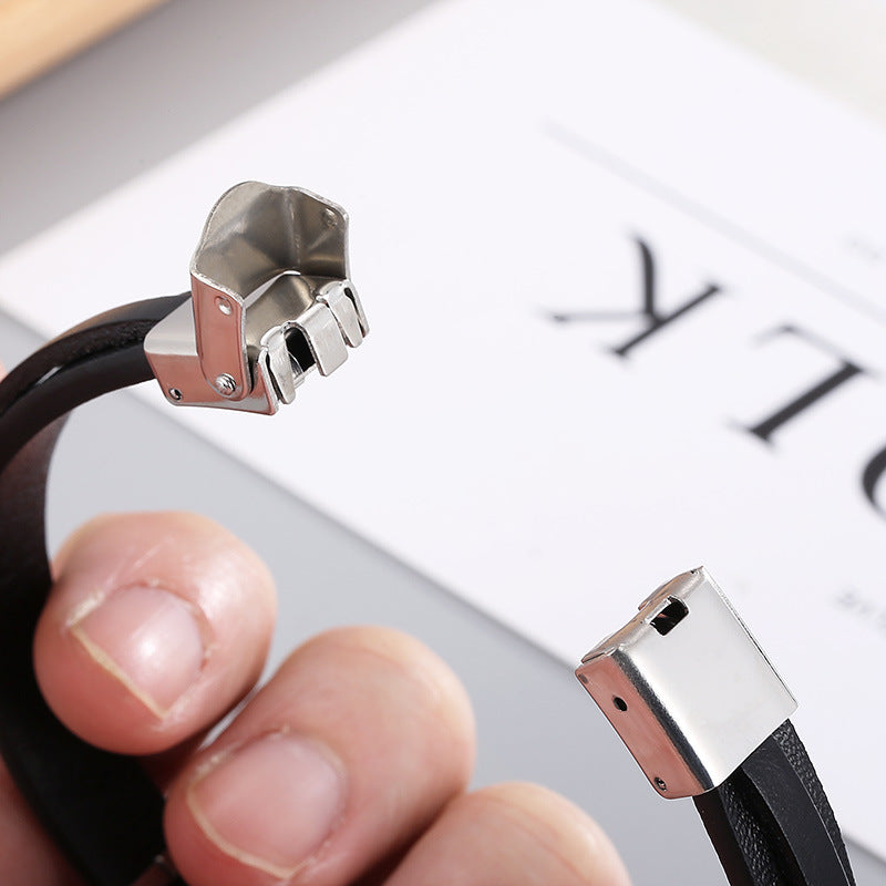 Planderful Leather Bracelet For Men Punk Woven 8 Shape