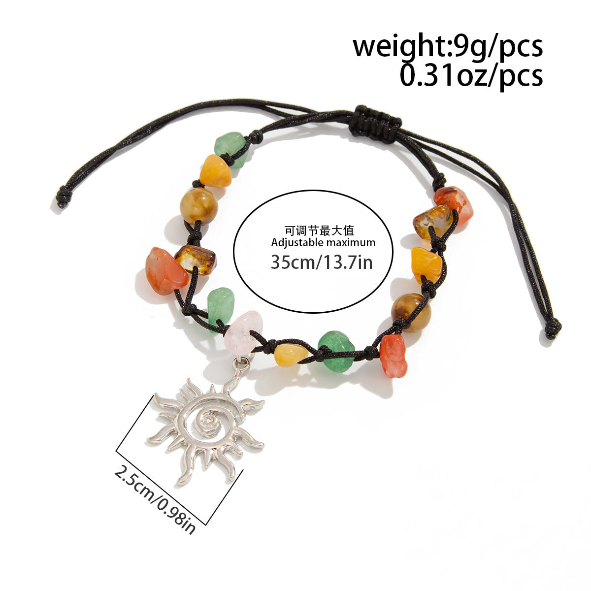 Planderful Vienna Verve Beaded Pendant Bracelet For Women Adjustable Pull Rope Statement Star Sun Charm