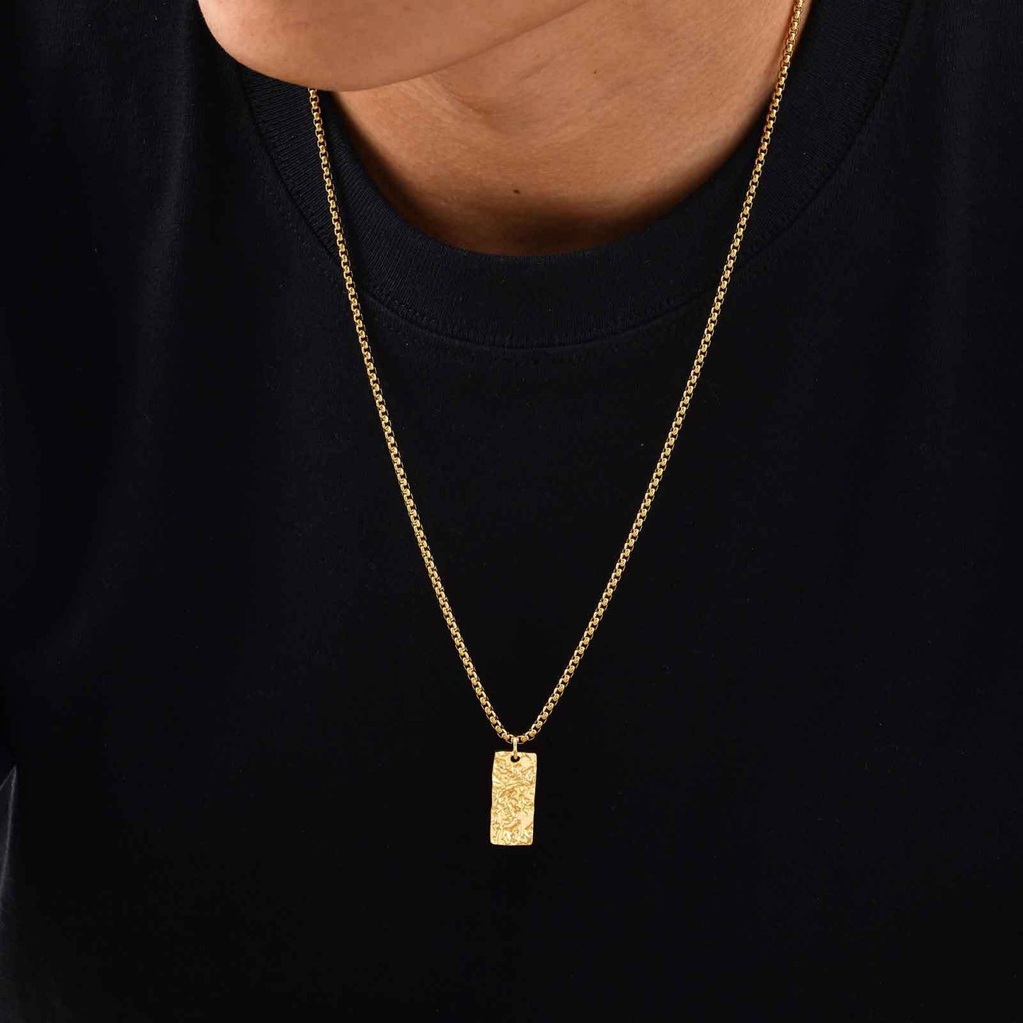 Planderful Black Stainless Steel Geometric Pendant For Men