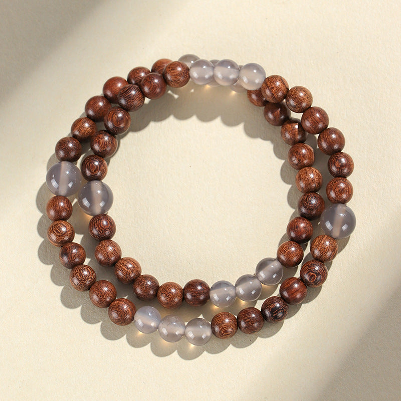 Strawberry Quartz Agate Sandalwood Bracelet