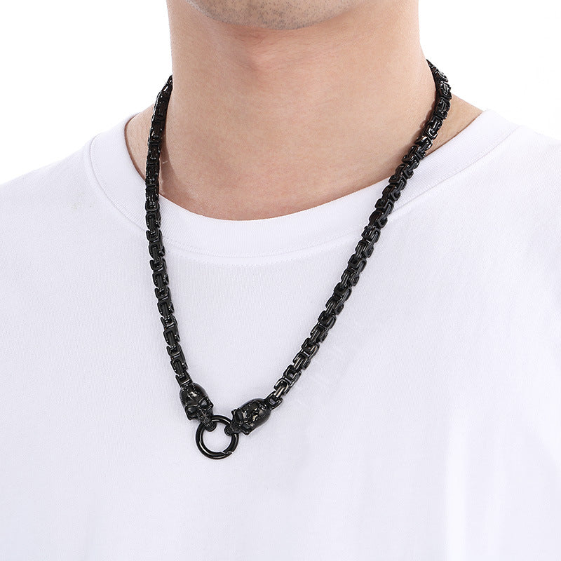 Planderful Titanium Steel Mens Ghost Skull Necklace Hip Hop