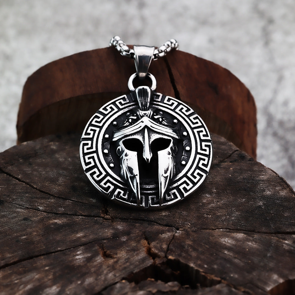 European And American Spartan Mask Titanium Steel Men's Pendant