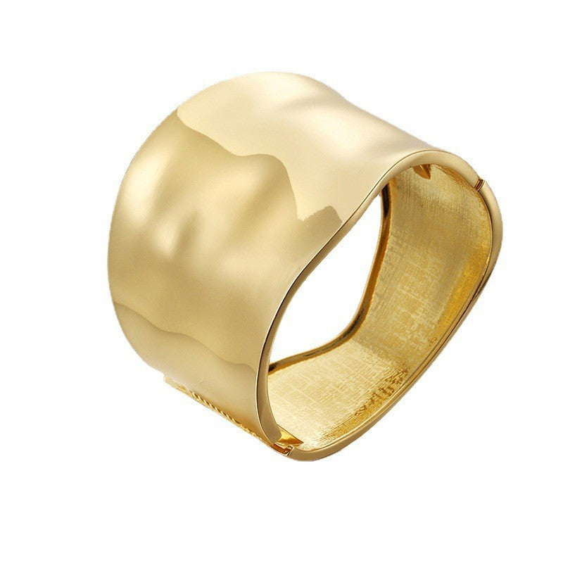 Bold Gold Metal Wide Edge Punk Bracelet - Vienna Verve Collection