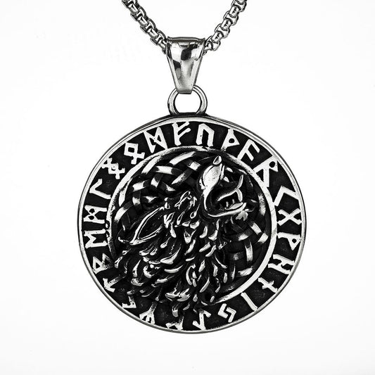 Nordic Vintage Men's Pendant Stainless Steel Celtic Wolf Necklace