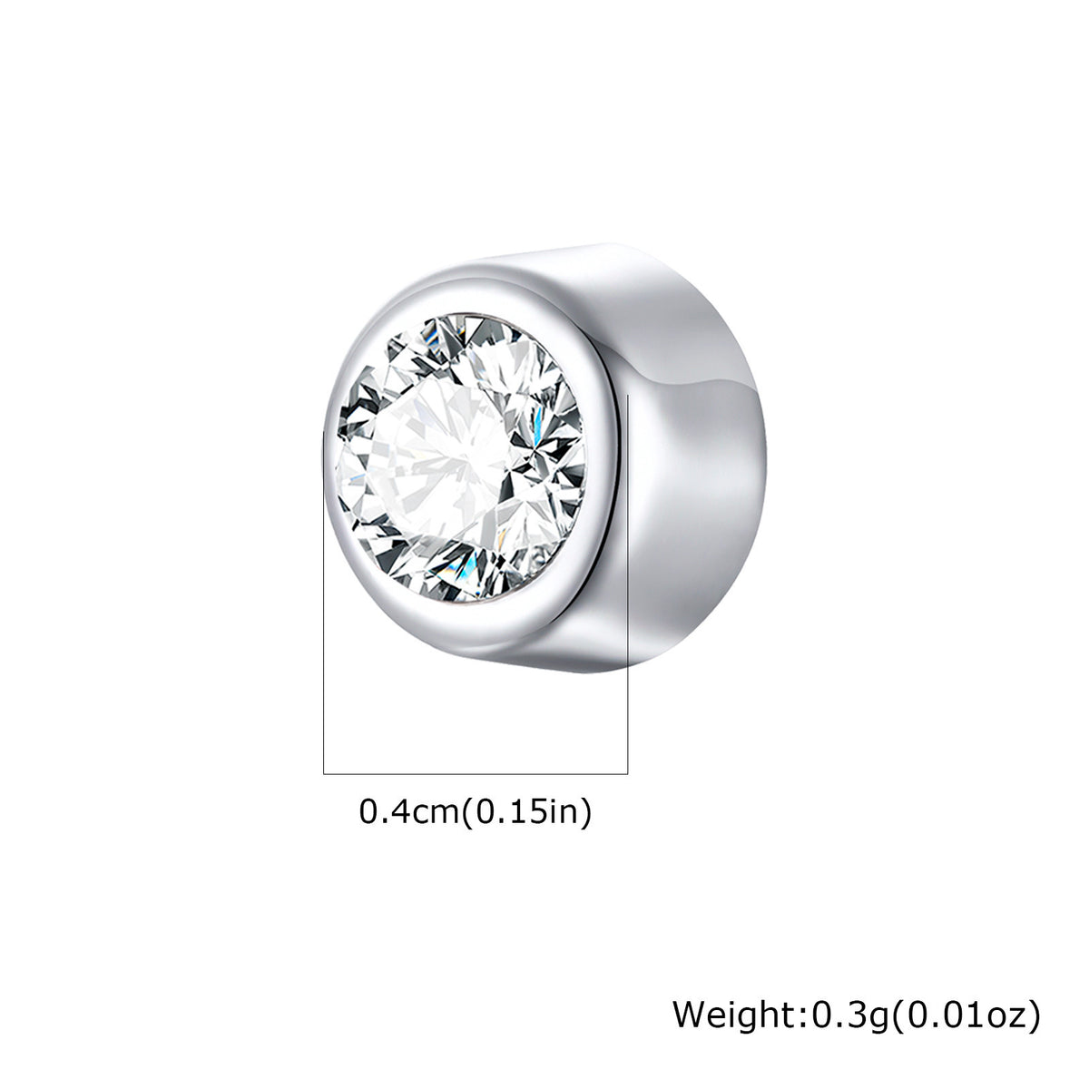Zircon Stud Earrings — Black or Clear, 4–8 mm