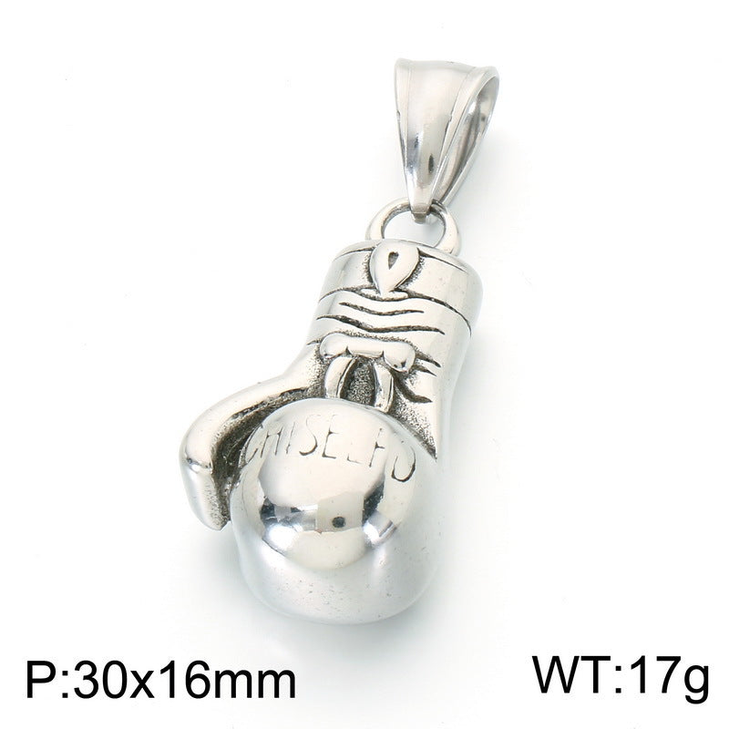 Casual Sports Fitness Pendant Retro Canvas Shoes Boxing Gloves Barbell Stainless Steel Men's Necklace