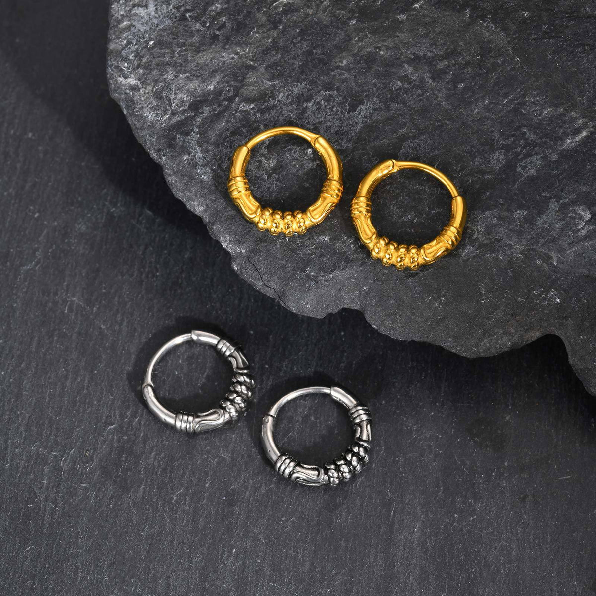 Geometric Punk Single Earrings — Gold or Silver