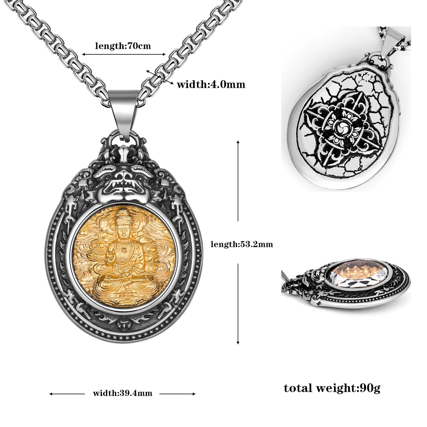 Titanium Steel Necklace - Statement For Men Buddha Saints Motif In Trendy Everyday Wear