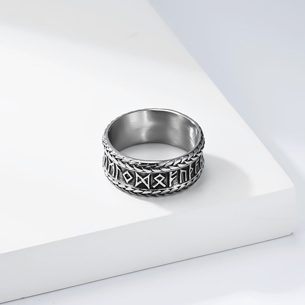Planderful Titanium Steel Viking Ring For Men Bold Retro Nordic Jewelry Everyday Genie Collection