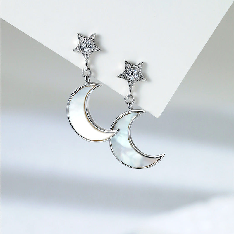 Star Moon 925 Sterling Silver Earrings
