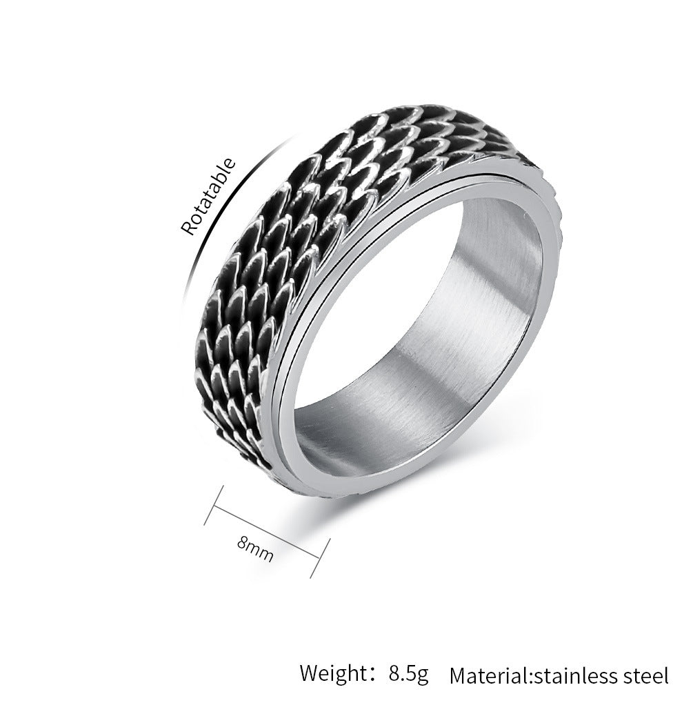 Planderful Dragon Scale Ring Rotating Stainless Steel Anxiety Relief Jewelry For Men And Women