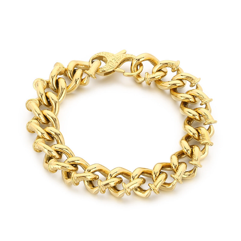 Nail – Punk Style Twist Point Rivet 8-Shaped Buckle Stainless Steel Men's Bracelet