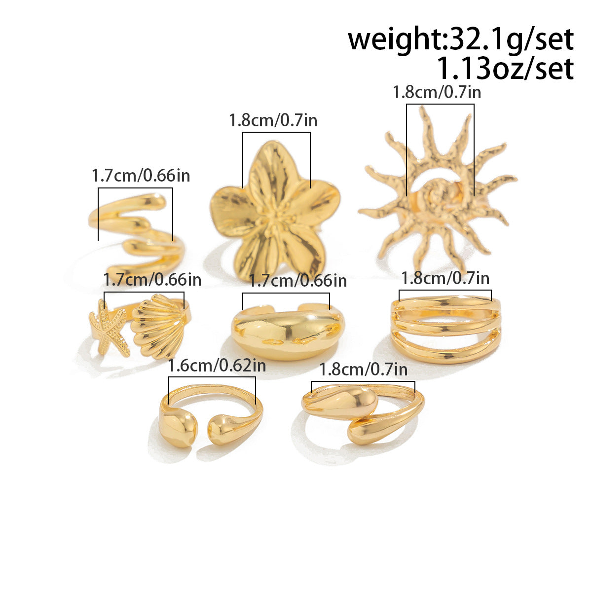 Planderful Vienna Verve Ocean Starfish Ring With Niche Pearl Conch Shell For Women Statement Jewelry