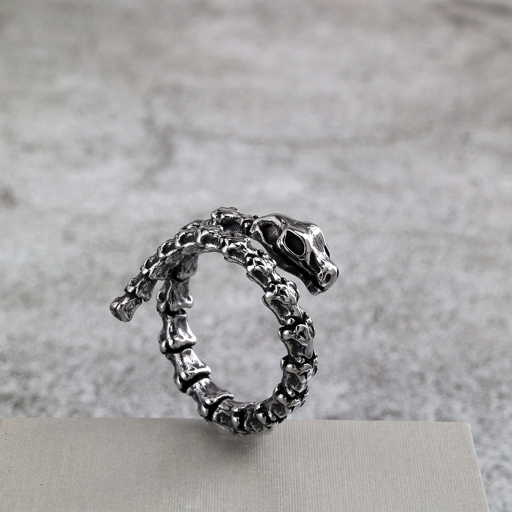 Vintage Viking Snake Stainless Steel Men's Ring