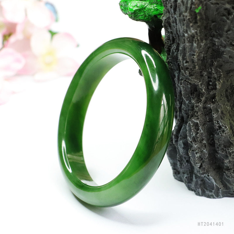 Spinach Green Hetian Jasper Bracelet