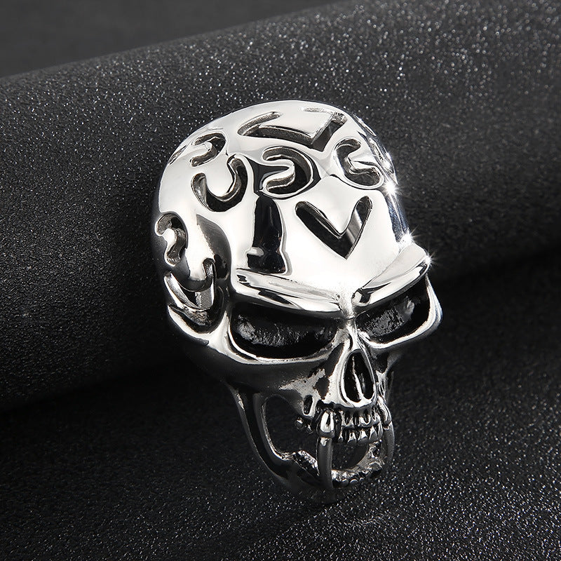 Extravagant Skull Mask Pendant - Vintage Zircon-Set Titanium Steel Ghost Head Necklace for Men