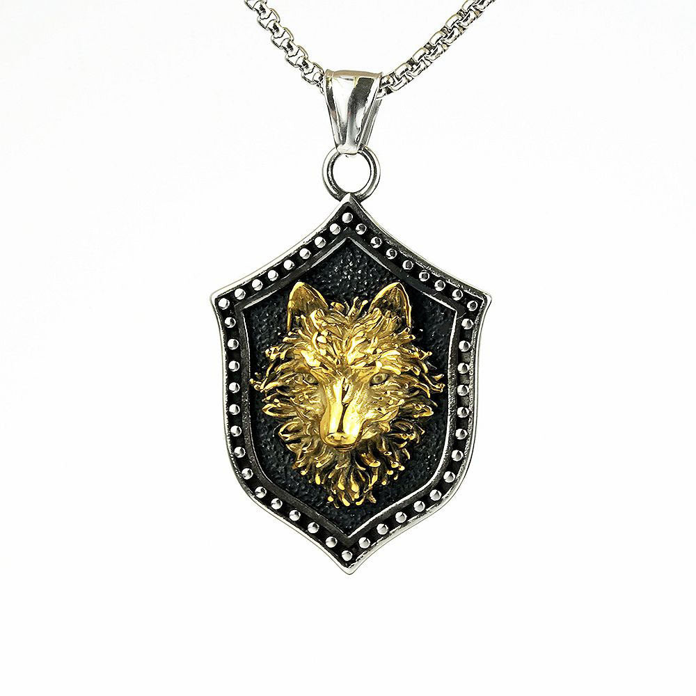Vintage Nordic Stainless Steel Men's Viking Wolf Pendant