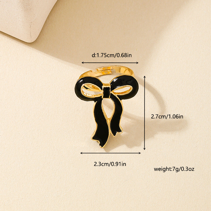 Fashionable Black Bow Ring for Women by Planderful