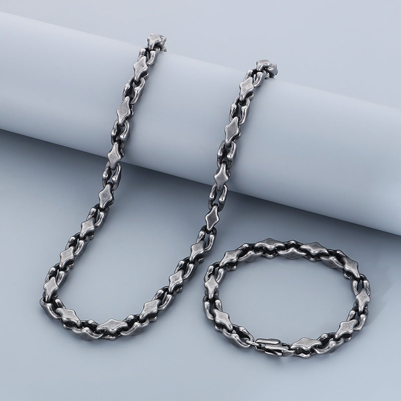 Hip Hop Quadrilateral Necklace Stainless Steel Rhombus Chain