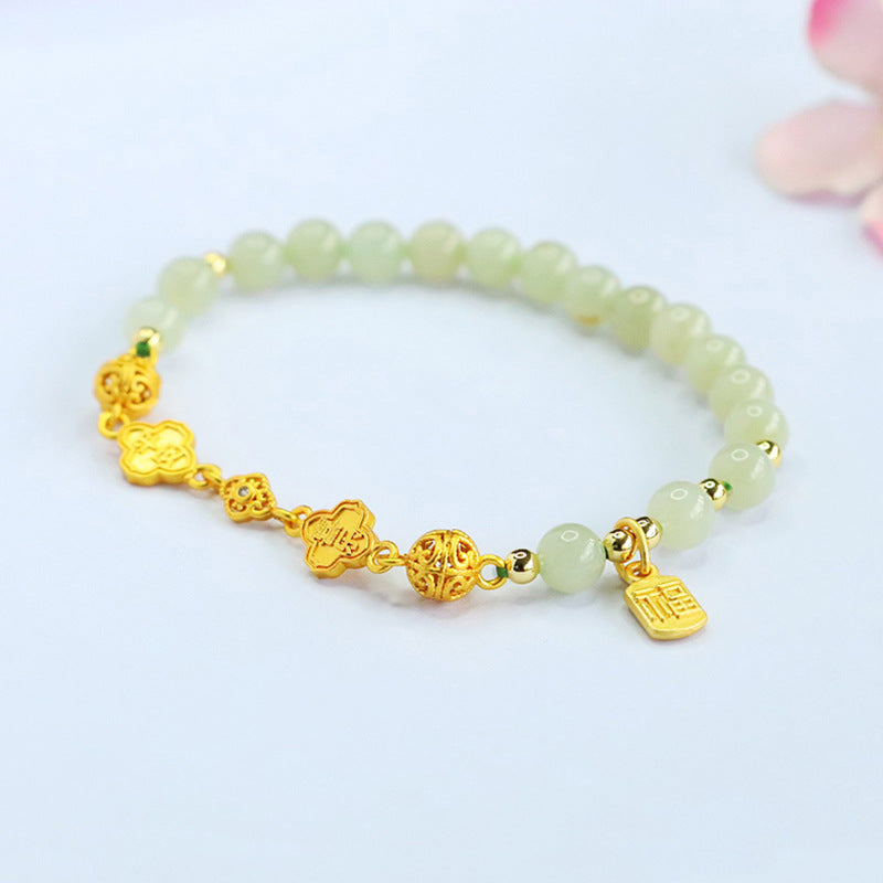 Hetian Jade Peace & Joy Beaded Bracelet