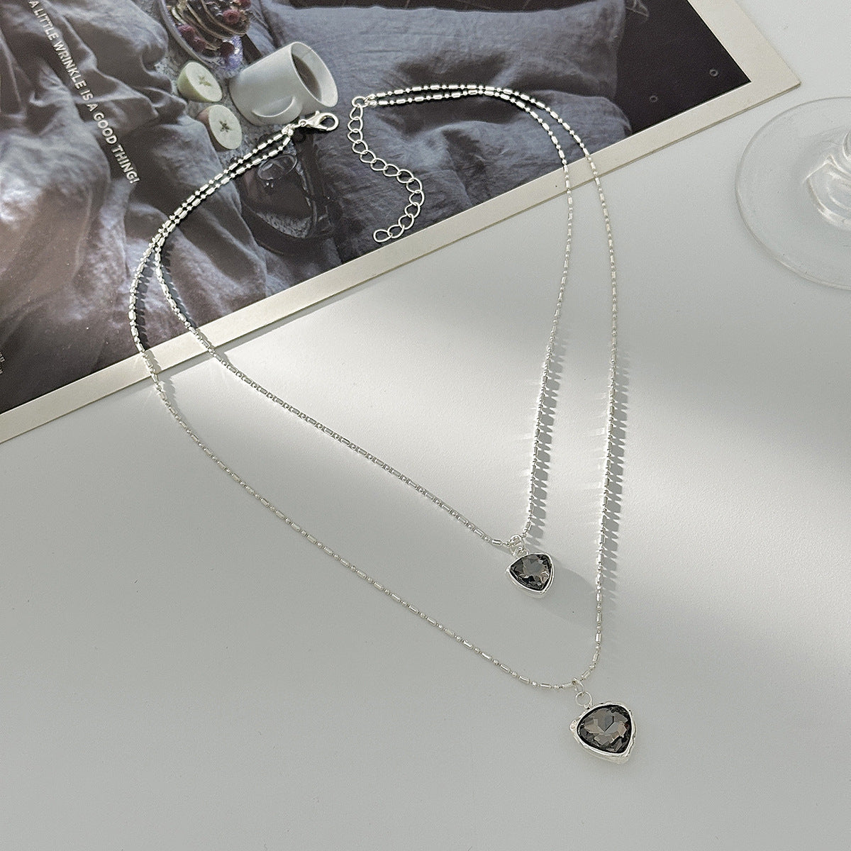 Double-Layer Pearl-Style Geometric Necklace